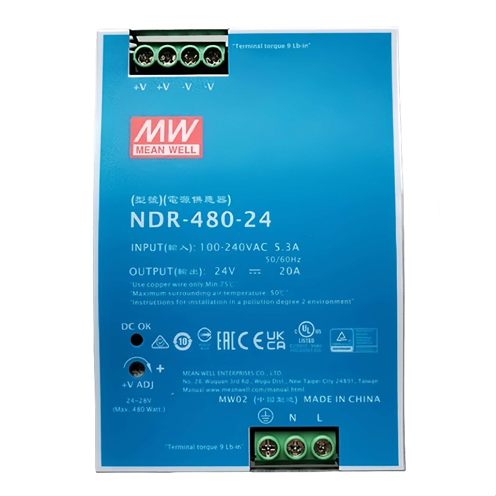 NDR-480-24  480W 工業(yè)用 DIN 導軌型單組輸出電源供應(yīng)器