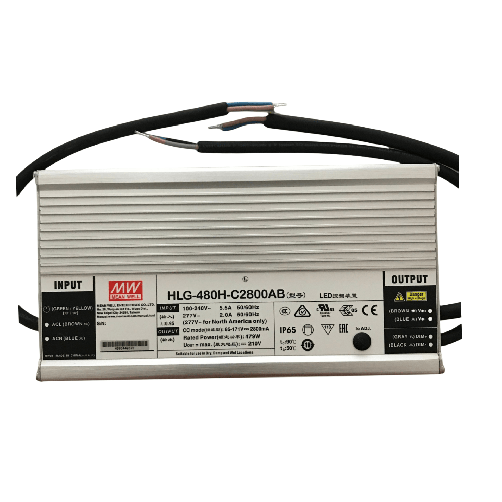 HLG-480H-C1400/1750/2100/2800/3500mA  480W 恒流型 LED 驅(qū)動(dòng)器
