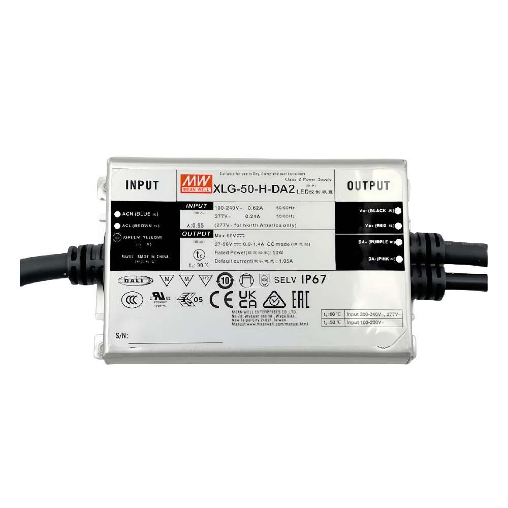 XLG-50-L-DA2  50W 恒功率模式的 DALI-2 LED 驅動電源