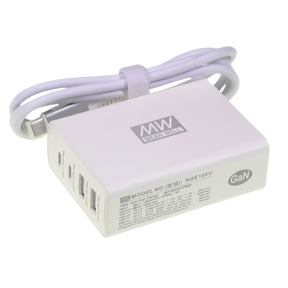 國(guó)際版 NGE100美規(guī)版 NGE100U 100W 四端口氮化鎵（GaN）快充充電器